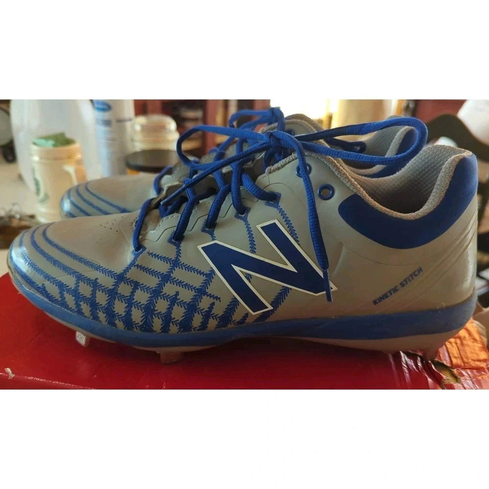 New Balance Baseball Cleats Men's Gray &‎ Blue Pre-Owned Size 12.5